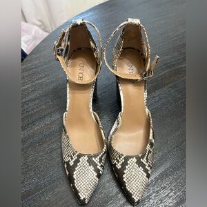 Abound Black and Cream Snakeskin Heels